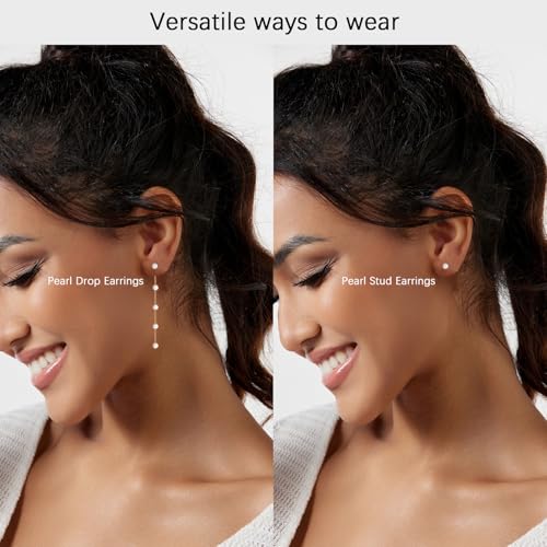 HERIER Lariat Gold Necklace for Women, Dainty Long Necklace 14k Gold Plated/Silver Y-Shaped Layered Beaded Chain Drop Necklaces for Women Trendy Simple Gold Jewelry for Women Gifts - color: Y Layered Pearl Jewelry-Gold