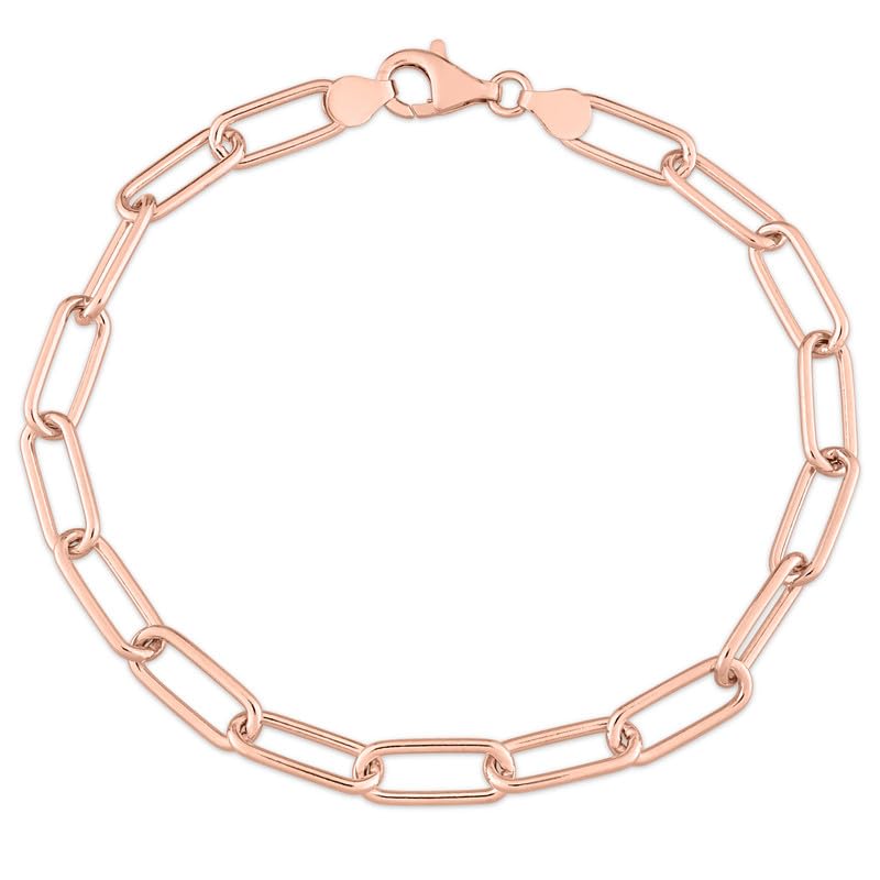 Italian Sterling Silver Paperclip Link Bracelet - Men & Women - 3.5mm, 5mm, 6mm - Available in Sterling Silver, Yellow Gold, Rose Gold - 9 inch, 7.5 inch - color: Rose, size: 6MM