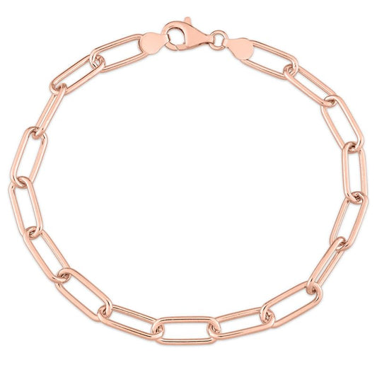 Italian Sterling Silver Paperclip Link Bracelet - Men & Women - 3.5mm, 5mm, 6mm - Available in Sterling Silver, Yellow Gold, Rose Gold - 9 inch, 7.5 inch - color: Rose, size: 6MM