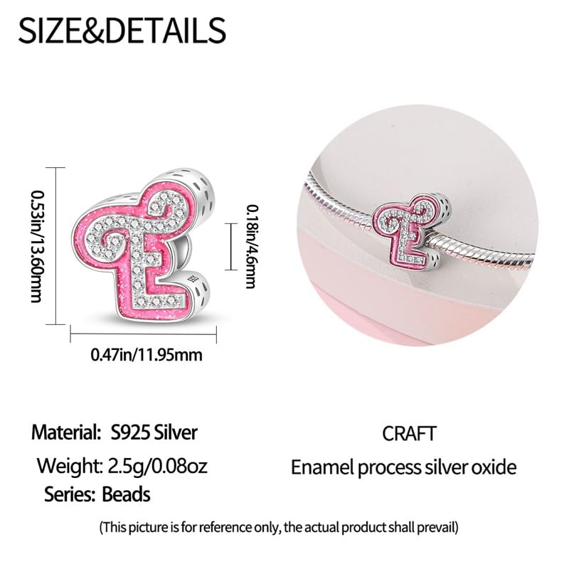 925 Sterling Silver Letter Charms Fits Pandora Bracelets Alphabet AZ Bead Charm for Bracelets Necklace with 5A Cubic Zirconia for Women Birthday Ceremony DIY Jewelry Gift - style: E