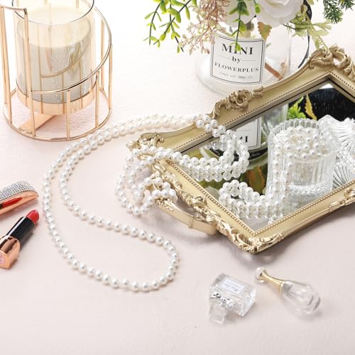 Aurelema Long Pearl Necklace Faux Pearls Necklaces for Women 1920s Jewelry Strand Beads for Wedding Halloween Costume Party