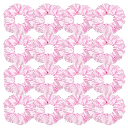 Ivyu 16 Pcs Pink Satin Hair Scrunchies for Women's Thick Curly Hair, No Crease Hair Ties, No Damage, Fit for All Kinds of Hair - color: Pinkness