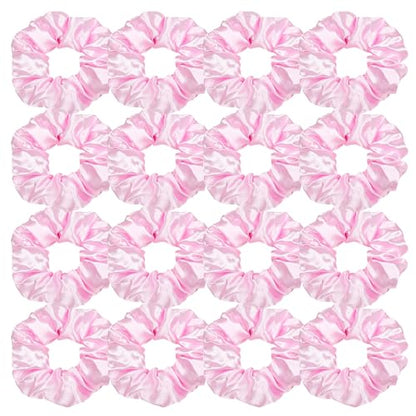 Ivyu 16 Pcs Pink Satin Hair Scrunchies for Women's Thick Curly Hair, No Crease Hair Ties, No Damage, Fit for All Kinds of Hair - color: Pinkness