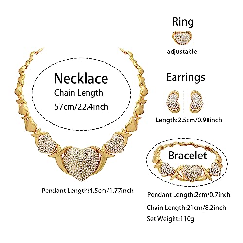 Woman Jewelry Sets Gold Jewelry Sets XOXO Women's Gold Jewelry Fashion Jewelry Necklaces Earrings Woman Accessories Bracelets Jewelry Gifts Love Necklaces - color: X0023-Gold