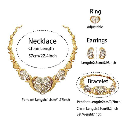 Woman Jewelry Sets Gold Jewelry Sets XOXO Women's Gold Jewelry Fashion Jewelry Necklaces Earrings Woman Accessories Bracelets Jewelry Gifts Love Necklaces - color: X0023-Gold