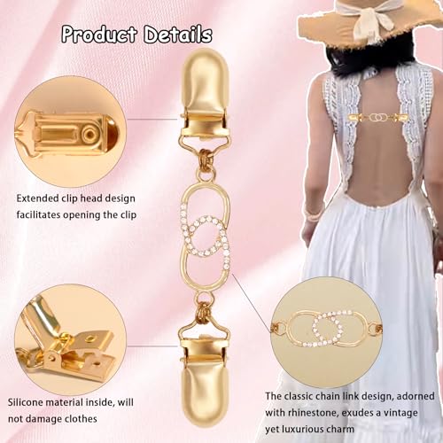 2 PCS Waist Cincher Clips Dress Clips Back Cinch for Shawl Cardigan Sweater Clothes Shirt Tightener Clip(Silvery Golden) - color: Color R2
