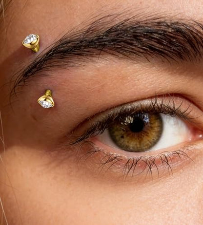 Rook Eyebrow Piercing Jewelry Surgical Stainless Steel Vertical Labret Lip Jewelry Gold Silver 16G Curved Barbell Cartilage Helix Conch Tragus Daith Hoop Earrings for Women - color: Gold Tone