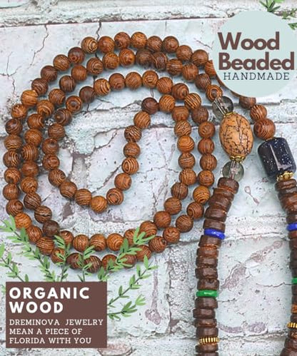 Bohemian Beaded Necklace for Women Long Boho Pendant Wood Mala Beads Wooden Strand Tassel Stone Bohemian Necklaces for Women Jewelry - style: Ethnic Peacook Feather