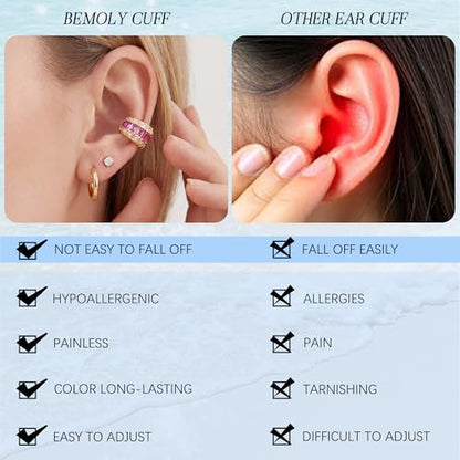 Gold Ear Cuff for Women, 14K Gold Plated Single Non-Pierced Earring with Micro-Pave Cubic Zirconia Adjustable Open Ear Clip for Daily Wear & Special Occasions - color: ear cuff-S 002