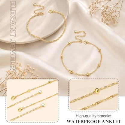 Gold Ankle Bracelets for Women, Waterproof Anklets Dainty Beach Anklet Adjustable Link Chain Cute Stainless Steel Anklets Summer Beach Shell Starfish Pearl Foot Jewelry Non Tarnish Lightweight - color: Ankle gold-2