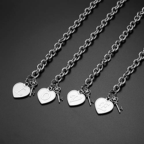 M MOOHAM Heart Initial Bracelets for Girls Women - Engraved 26 Letters Initial Charms Bracelet Stainless Steel Bracelet Birthday Christmas Jewelry Gift for Women Teen Girls - style: B - Heart