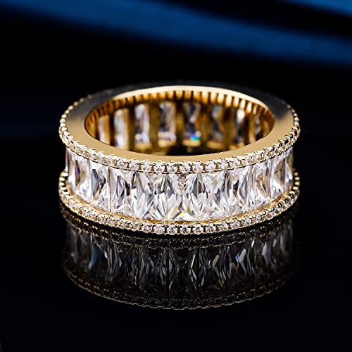 MDFUN 18K Gold Plated Eternity Rings for Women Cubic Zirconia Wedding Promise Engagement Band - color: Gold Plated