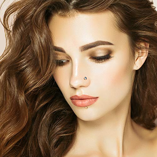 ONESING 9-40 Pcs Nose Rings - Hoops, Studs & L Shape - Hypoallergenic Stainless Steel Nose Piercings for Women & Men - color: Rose gold
