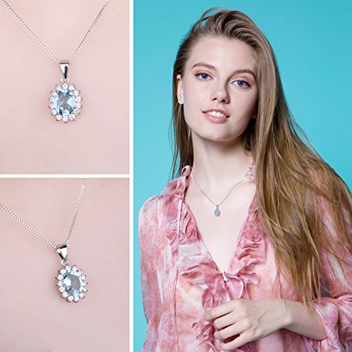 JewelryPalace Princess Diana Kate Middleton Natural Amethyst Citrine Garnet Peridot Topaz Created Ruby Sapphire Simulated Emerald Pendant Necklace for Women, 925 Sterling Silver Gemstone Jewelry Set - color: V-Sterling Silver-topaz