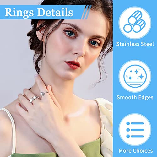 Cruzix 12Pcs Anxiety Fidget Rings for Women, Stainless Steel Spinner Rings Moon and Star Bead Band Ring Adjustable Open Ring Sunflower Fidget Rings for Men Teens Anti Stress Gift, Size 7-10