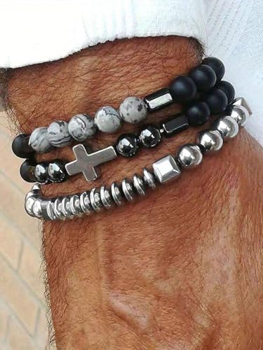 Vintage Stackable Bead Bracelet Set For Men Women Handmade Bohemian Style Multilayer Adjustable Elastic Bead Bracelet Fashion Punk Jewerly Gift - style: Style 4