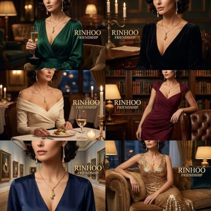 Stainless Steel Teardrop Jewelry Set for Women | Gold Plated Teardrop Jewelry Set for Women,Tarnish Dainty Lariat Necklace,Drop Earrings,Bridal Gift for Wedding Valentine - color: Style 1