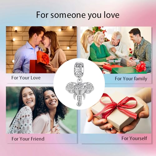 Bible Family Mom Wife Love Heart Dangle Charm 925 Sterling Silver Charms fits Bracelets and Necklace Pendant Bead Charms Jewelry Present for Women Family Friends - style: Elephant Dangle Charm