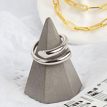 925 Sterling Silver Rings Handmade Rings Adjustable Open Teardrop Rings Waterdrop Ring for Women - color: Color 8