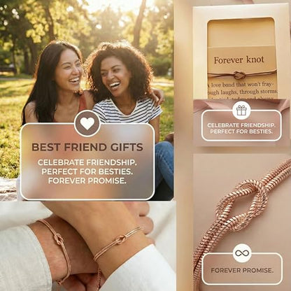 Matching Couple Bracelets – Infinity Promise Love Knot BFF Bracelets for Women & Men, Hypoallergenic Non-Tarnish Friendship Jewelry, Bestie Gifts, Forever Relationship Jewelry for Her/Him - color: Rose Gold