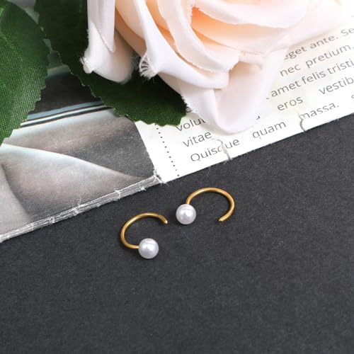 8 Pairs Stainless Steel Half Hoop Earrings | Huggie Hoop Earrings | Backless Earring for Women - color: Gold