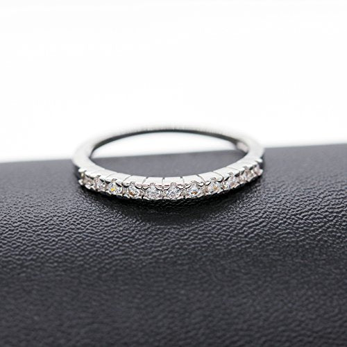 Uloveido Platinum Plated CZ Simulated Diamond Stack Eternity Band Ring J029 - color: White