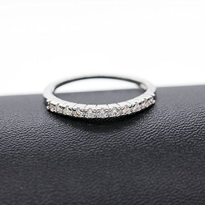 Uloveido Platinum Plated CZ Simulated Diamond Stack Eternity Band Ring J029 - color: White