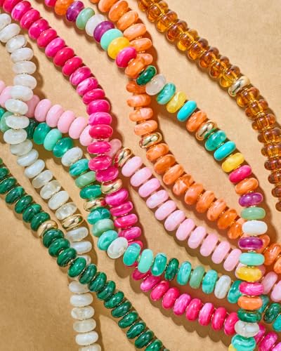 Chunky Beaded Necklace for Women Boho Statement Bead Necklace Adjustable Choker with Polished Disc/Square Beads Trendy Summer Beach Jewelry Gifts - color: Pink
