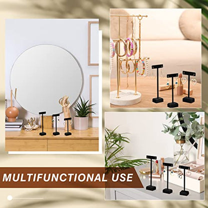 Marsui Earring Display Stands for Selling Set Wooden T Bar Jewelry Display Stand Holder for Necklaces Bracelet Showroom Trade - color: Black