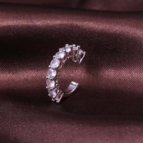 Ear Cuffs Non Piercing Gold Silver Earrings Cute Cubic Zirconia Sparkling Ear Cuff for Women Clip On Cartilage Huggie Earring Christmas Jewelry Costume - color: Silver-One