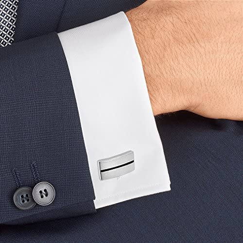Mr.Van Simple Stripes Cufflinks Platinum Plated Metal Geometric Shape Cuff Link for Mens Business Wedding Present