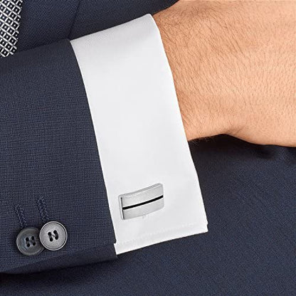Mr.Van Simple Stripes Cufflinks Platinum Plated Metal Geometric Shape Cuff Link for Mens Business Wedding Present