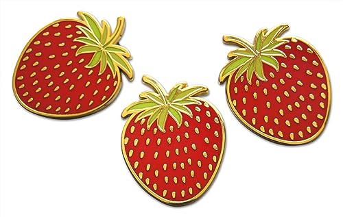 Novel Merk Fruit Lemon, Strawberry, or Orange Appreciation Lapel Pin, Hat Pin & Tie Tack Set with Clutch Back - style: 3-Strawberry