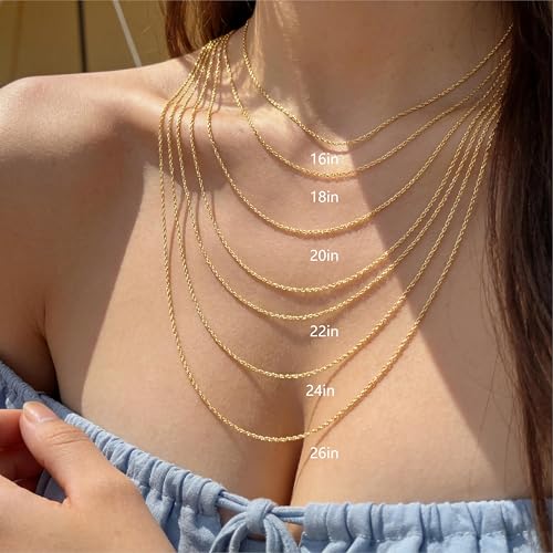 MONA MILANI Gold Necklaces for Women 14K Gold Chain for Women Gold Cable Chain Necklace for Womens Clean Modern and A Little Unexpected Cable Chain for Men Necklaces 14/16/18/20/22/24/26in - size: 24in, style: 1.1mm