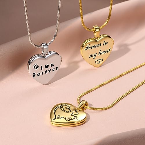 Fanery Sue Personalized Pet Locket Picture Necklace,Dog Cat Memory Gift | Custom Engraved Heart Photo Lockets Necklaces,Dog Cat Sympathy Memorial Jewelry for Women Men - color: Golden, style: Dog Mom
