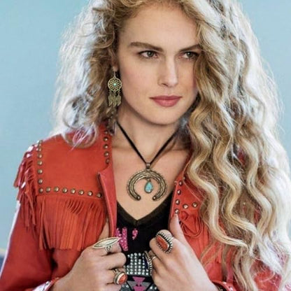 Blue Turquoise Dream Catcher Feather Earrings for Women Vintage Bohemian Western Jewelry - style: Gold Sunflower