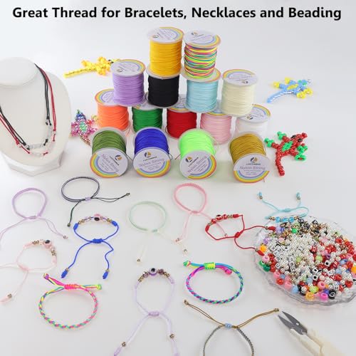 LUSTEMBER 0.8mm Nylon String, Strong Bracelet String, Durable Nylon Cord for Jewelry Making, Bracelets, Beading, Necklaces, Rattail Braiding, Kumihimo, Wind Chimes, Blinds and Handicrafts - size: Military Green