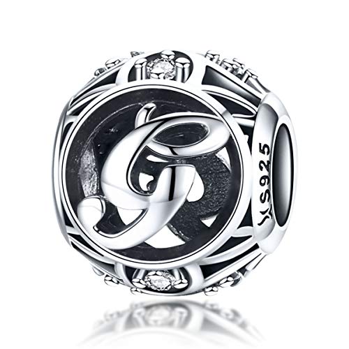 Letter Charms 925 Sterling Silver Initial A-Z Bead Charms | For Bracelets Necklaces, Hypoallergenic,Cubic Zirconia Alphabet Beads, Personalized Gifts for Women - color: G