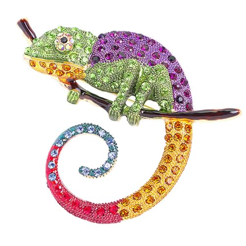 HETICA Animal Brooch for Women, Funny and Cute Flower Brooch Safety Pins Clothing Backpack Hat Decoration Enamel Pins Fashion Women Brooches and Pins Jewelry - style: Chameleon