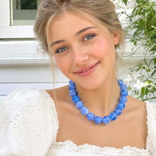 Chunky Beaded Necklace for Women, Colorful Trendy Statement Summer Jewelry Gift - color: necklace-18
