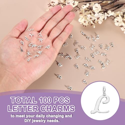 uxcell A-Z Alphabet Charm, Metal Alphabet Letter Charm Initial Charm Pendant Bead for Necklaces Bracelets Jewelry Making Craft - color: Silver L