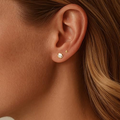 IMBOS Pearl Earrings 14k Gold Plated Daisy Flower Stud Earrings for Women Ball Stud Flat Back Earring Hypoallergenic Statement Earring Trendy Jewelry Gift for Women - color: Gold-Caged Pearl Ball