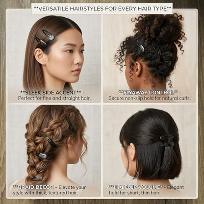 120 Pack Black 2 Inch Barrettes Women Metal Snap Hair Clips Accessories | Non-Slip Snap Clips Hairpins for Thick Hair,Updos, Braids Buns - color: Black