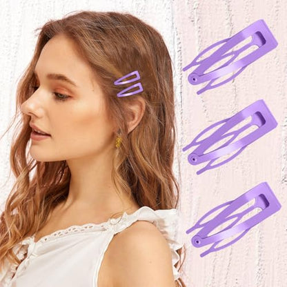 20 Pcs Snap Hair Clips for Women Snap Hair Barrettes Double Grip Hair Clips 3 Prong Clips for Hair Barrettes for Women Girls (Light purple) - color: Light purple