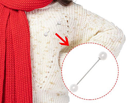 Pearl Brooches Pins Penta Angel 4 Pieces Sweater Shawl Clip Clasp Faux Pearl Safety Pins for Women Shirts Blouse Cinch Dresses Cardigan Collar Pants (Black and White) - color: Black and White