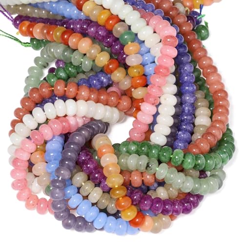 Songxi 5x8mm Natural Golden Silk Jade Beads, 75PCS Spacer Round Loose Abacus Beads for Jewelry Making, Gemstone for Bracelet Necklace Earrings, Arts and Crafts - color: Golden Silk Jade
