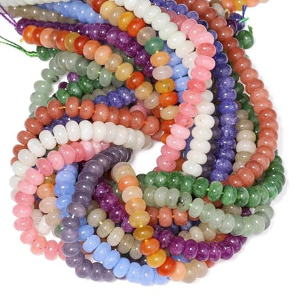 Songxi 5x8mm Natural Golden Silk Jade Beads, 75PCS Spacer Round Loose Abacus Beads for Jewelry Making, Gemstone for Bracelet Necklace Earrings, Arts and Crafts - color: Golden Silk Jade