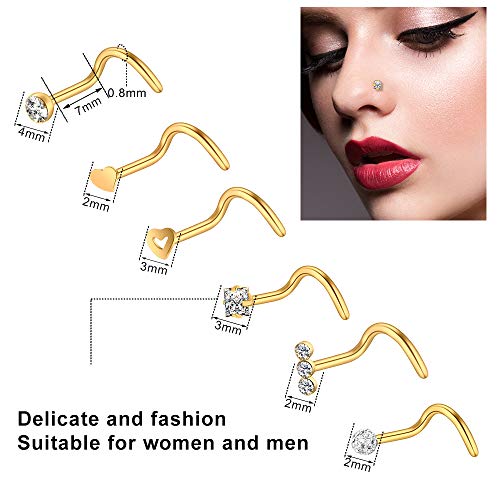 35-70 PCS 18G 20G Nose Rings for Women & Men - Gold Hoops, L Shape, Studs & Screw - 316L Surgical Stainless Steel - color: Color B-40pcs