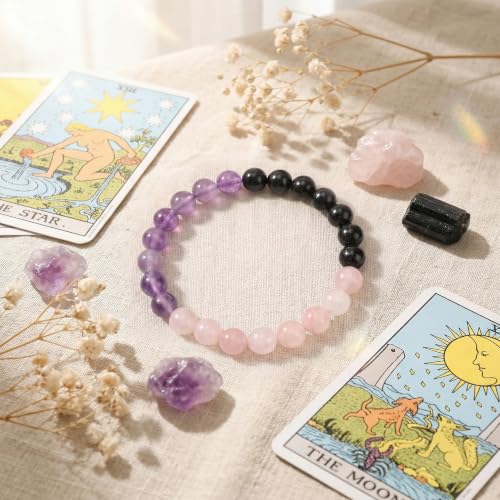 Bivei Protection Crystal Healing Bracelet | 8MM Strength Bracelet Spiritual Stretch Beaded Jewelry for Women Men Gift - color: Anxiety Relief, size: Large 8-8.27 inch