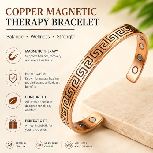 Pure Copper Cuff Bangle Bracelet 100% Solid, Raw & Uncoated Handmade Bracelets Jewelry Cuff Gift Bangle for Women & Men - color: Copper cb-108